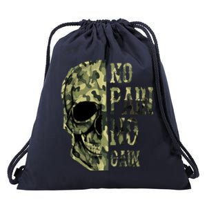 No Pain No Gaingift Skull Mindset Motivation Gym Gift Drawstring Bag