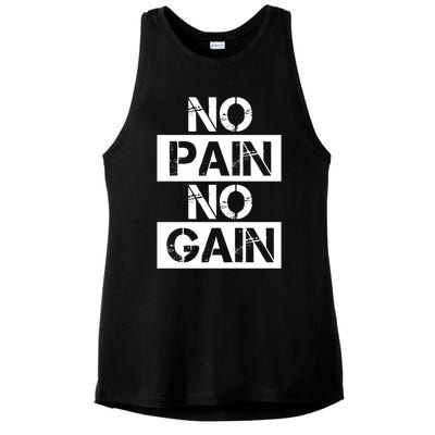 No Pain No Gain Beast Workout Muscular Gym Distressed Gift Ladies PosiCharge Tri-Blend Wicking Tank