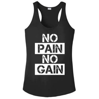 No Pain No Gain Beast Workout Muscular Gym Distressed Gift Ladies PosiCharge Competitor Racerback Tank