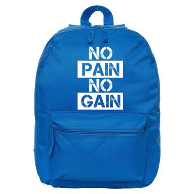 No Pain No Gain Beast Workout Muscular Gym Distressed Gift 16 in Basic Backpack