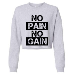 No Pain No Gain Beast Workout Muscular Gym Distressed Gift Cropped Pullover Crew