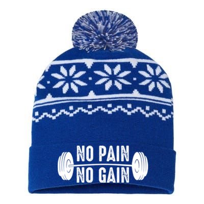 No Pain No Gain Gym Workout Fitness Gift USA-Made Snowflake Beanie