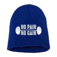 No Pain No Gain Gym Workout Fitness Gift Short Acrylic Beanie