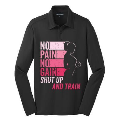 No Pain No Gain Gym Workout And Fitness Training Gym Meaningful Gift Silk Touch Performance Long Sleeve Polo