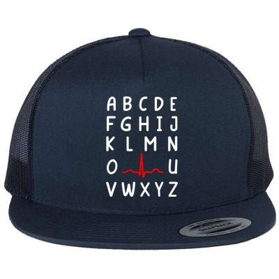 Nurse Pqrst Nursing Ecg And Ekg Alphabet Funny Nurse Gift Flat Bill Trucker Hat