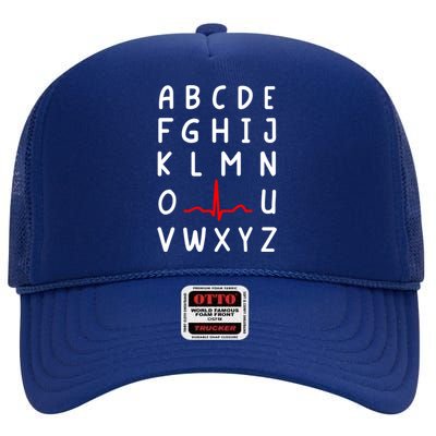 Nurse Pqrst Nursing Ecg And Ekg Alphabet Funny Nurse Gift High Crown Mesh Back Trucker Hat