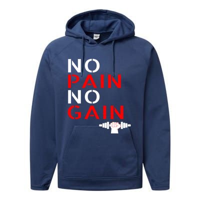 No Pain No Gain Cool Gift Motivation Gym Sweafunny Gift Performance Fleece Hoodie