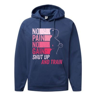 No Pain No Gain Gym Workout And Fitness Training Gym Great Gift Performance Fleece Hoodie