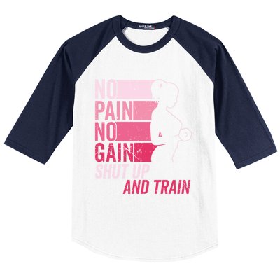 No Pain No Gain Gym Workout And Fitness Training Gym Great Gift Baseball Sleeve Shirt