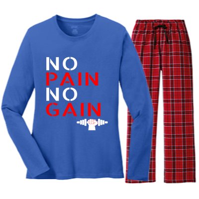 No Pain No Gain Cool Gift Motivation Gym Sweagift Women's Long Sleeve Flannel Pajama Set 