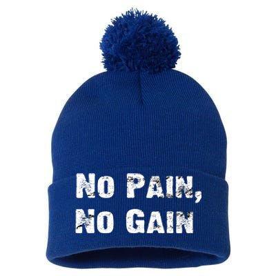 No Pain No Gain Success Mindset Gift Pom Pom 12in Knit Beanie