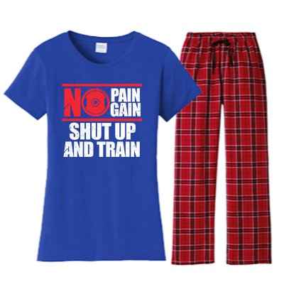 No Pain No Gain Shut Up And Train Bodybuilding Gym Workout Gift Women's Flannel Pajama Set