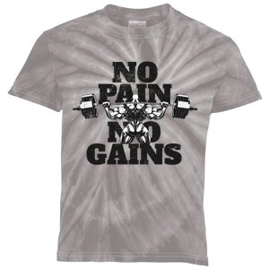 No Pain No Gains: Weightlifter Gym For Powerlifting Gift Kids Tie-Dye T-Shirt