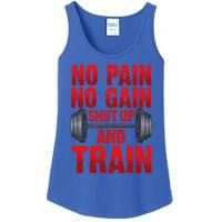 No Pain No Gain Shut Up And Train Workout Fitness Bodybuild Gift Ladies Essential Tank