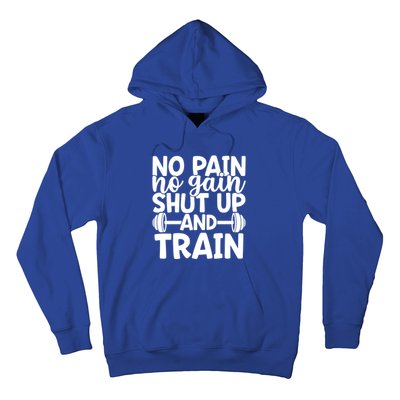 No Pain No Gain Shut Up And Train Gym Workout Motivational Cool Gift Hoodie