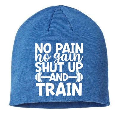 No Pain No Gain Shut Up And Train Gym Workout Motivational Cool Gift Sustainable Beanie