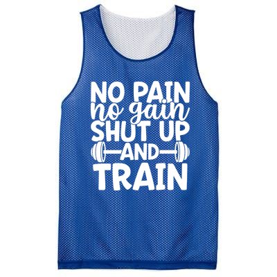 No Pain No Gain Shut Up And Train Gym Workout Motivational Cool Gift Mesh Reversible Basketball Jersey Tank