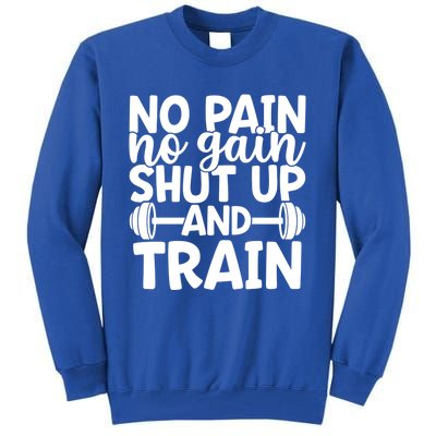 No Pain No Gain Shut Up And Train Gym Workout Motivational Cool Gift Tall Sweatshirt