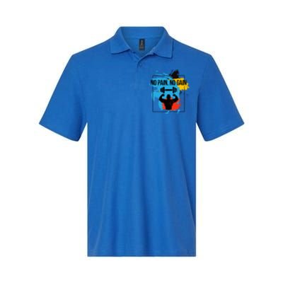 No Pain No Gain Funny Gift Softstyle Adult Sport Polo