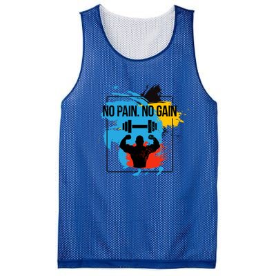 No Pain No Gain Funny Gift Mesh Reversible Basketball Jersey Tank