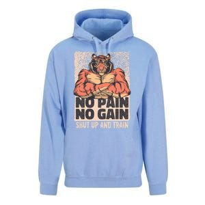 No Pain No Gain Shut Up And Train Funny Gym Motivation Cool Gift Unisex Surf Hoodie