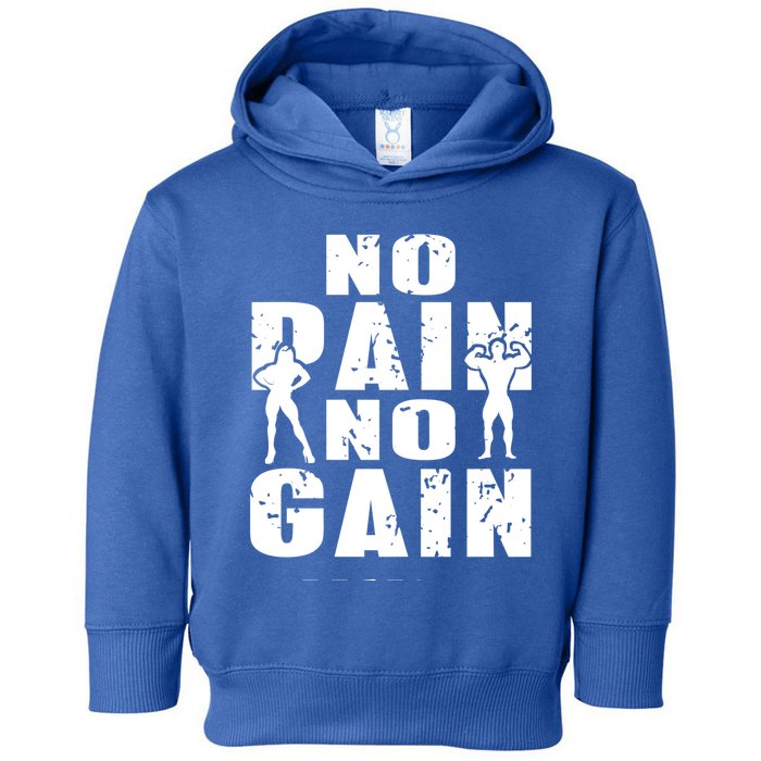 No Pain No Gain Awesome Retro Fitness Trainer Present Gift Toddler Hoodie