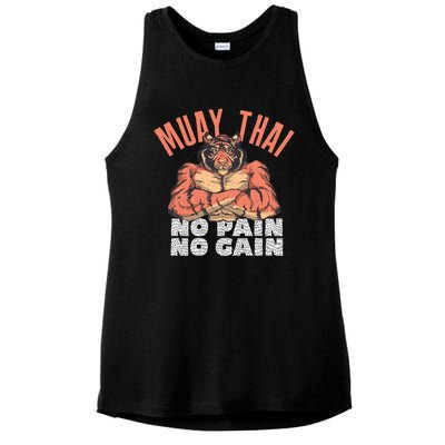 No Pain No Gain Funny Muay Thai Great Gift Ladies PosiCharge Tri-Blend Wicking Tank