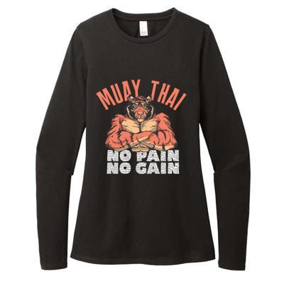 No Pain No Gain Funny Muay Thai Great Gift Womens CVC Long Sleeve Shirt