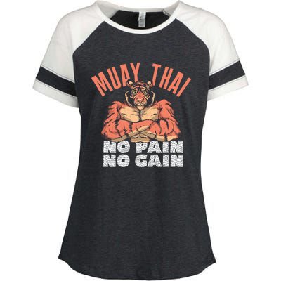 No Pain No Gain Funny Muay Thai Great Gift Enza Ladies Jersey Colorblock Tee