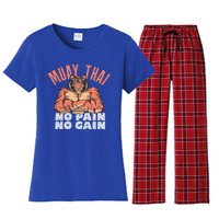 No Pain No Gain Funny Muay Thai Great Gift Women's Flannel Pajama Set