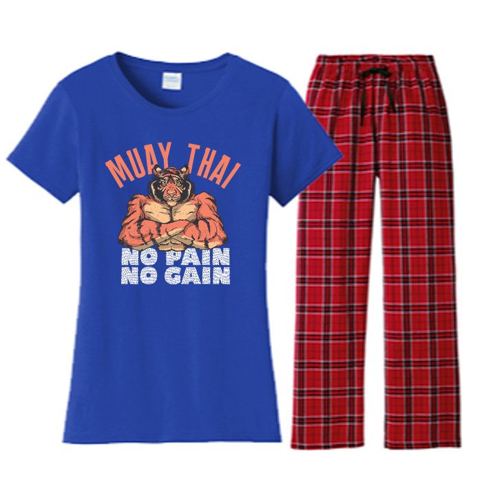 No Pain No Gain Funny Muay Thai Great Gift Women's Flannel Pajama Set