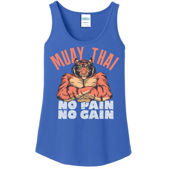 No Pain No Gain Funny Muay Thai Great Gift Ladies Essential Tank