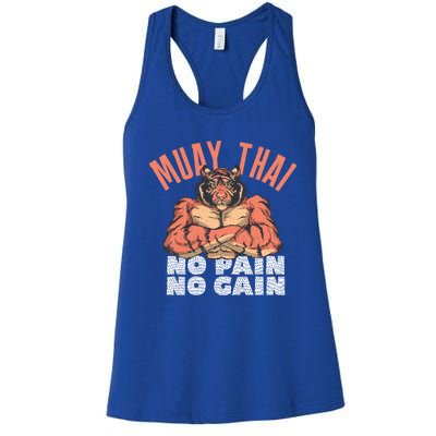 No Pain No Gain Funny Muay Thai Great Gift Women's Racerback Tank