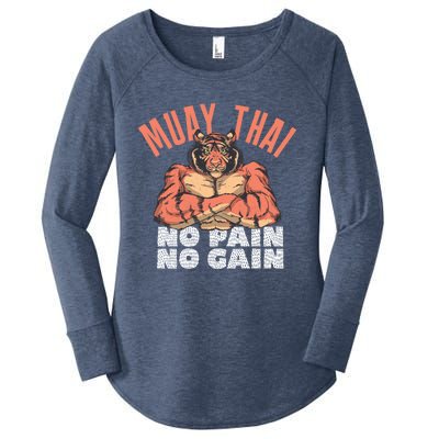 No Pain No Gain Funny Muay Thai Great Gift Women's Perfect Tri Tunic Long Sleeve Shirt