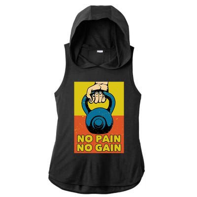 No Pain No Gain Gift Never Stop Training Gift Ladies PosiCharge Tri-Blend Wicking Draft Hoodie Tank