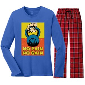 No Pain No Gain Gift Never Stop Training Gift Women's Long Sleeve Flannel Pajama Set 