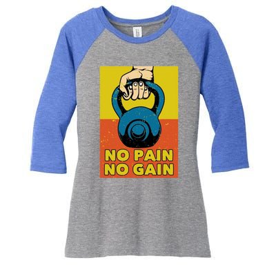 No Pain No Gain Gift Never Stop Training Gift Women's Tri-Blend 3/4-Sleeve Raglan Shirt