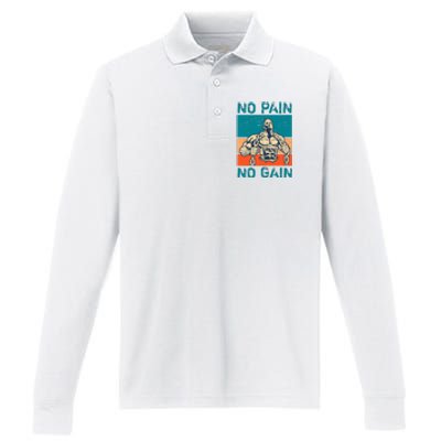 No Pain No Gain Performance Long Sleeve Polo