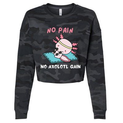 No Pain No Axolotl Gain Cute Axolotl Workout Fitness Lover Cropped Pullover Crew