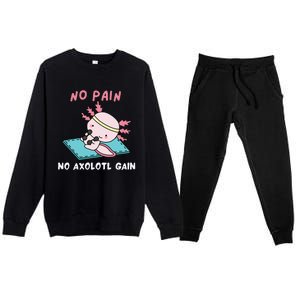 No Pain No Axolotl Gain Cute Axolotl Workout Fitness Lover Premium Crewneck Sweatsuit Set