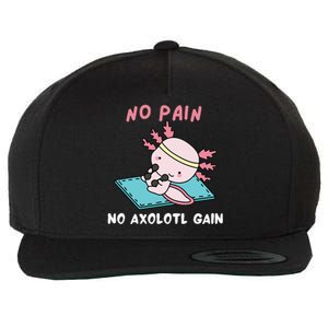 No Pain No Axolotl Gain Cute Axolotl Workout Fitness Lover Wool Snapback Cap