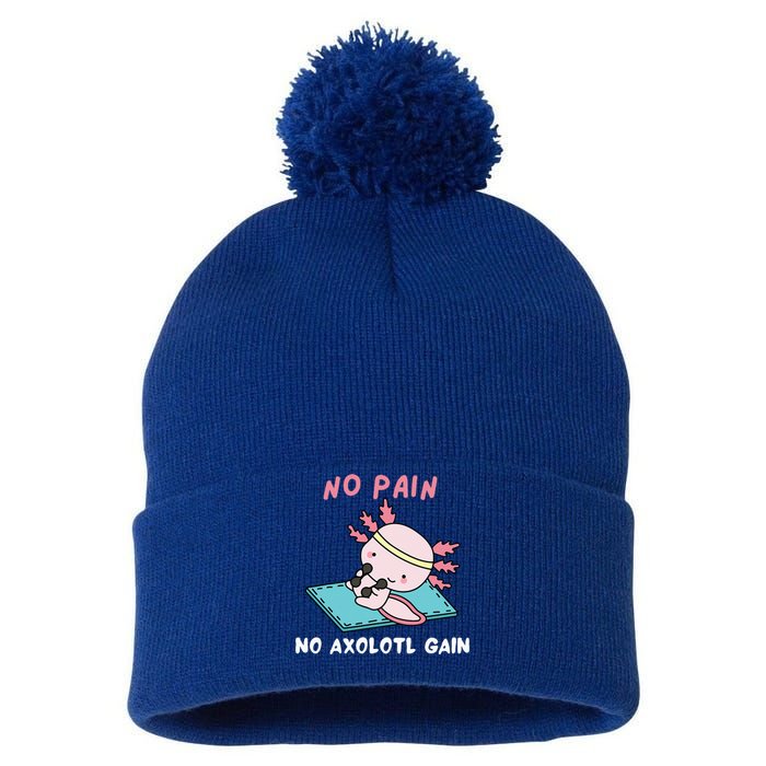 No Pain No Axolotl Gain Cute Axolotl Workout Fitness Lover Pom Pom 12in Knit Beanie