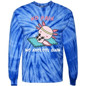 No Pain No Axolotl Gain Cute Axolotl Workout Fitness Lover Tie-Dye Long Sleeve Shirt