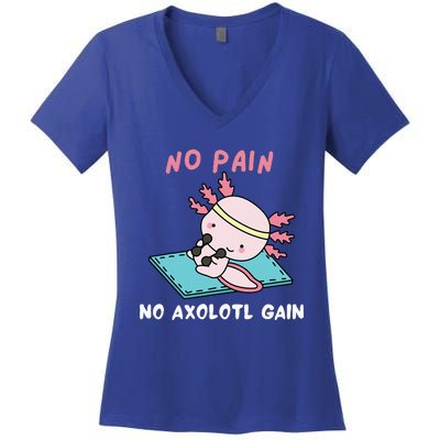 No Pain No Axolotl Gain Cute Axolotl Workout Fitness Lover Women's V-Neck T-Shirt