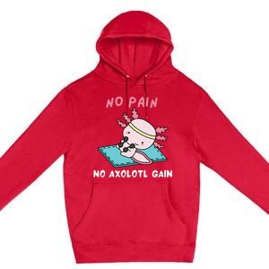 No Pain No Axolotl Gain Cute Axolotl Workout Fitness Lover Premium Pullover Hoodie