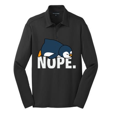 Nope Penguin Silk Touch Performance Long Sleeve Polo