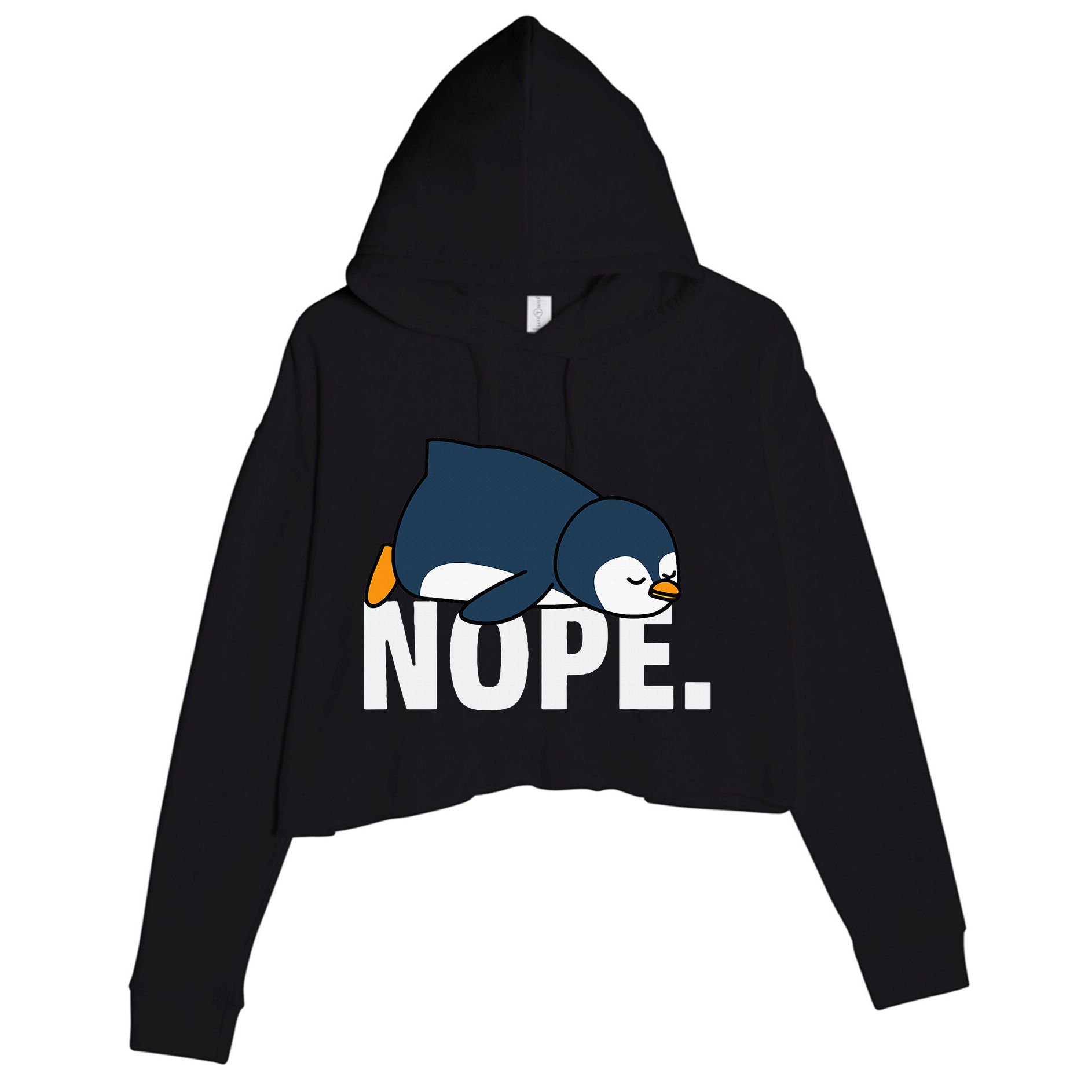 Nope Penguin Crop Fleece Hoodie