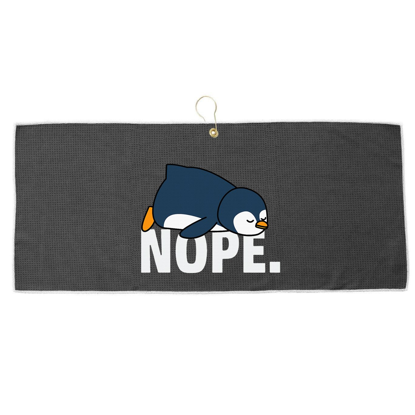 Nope Penguin Large Microfiber Waffle Golf Towel