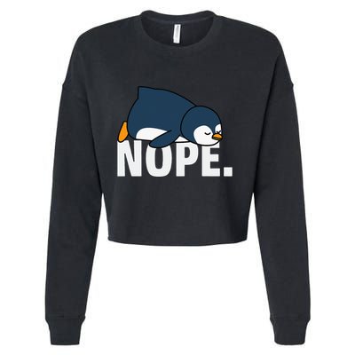 Nope Penguin Cropped Pullover Crew