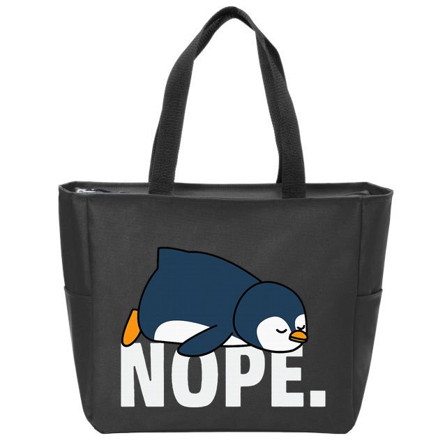 Nope Penguin Zip Tote Bag